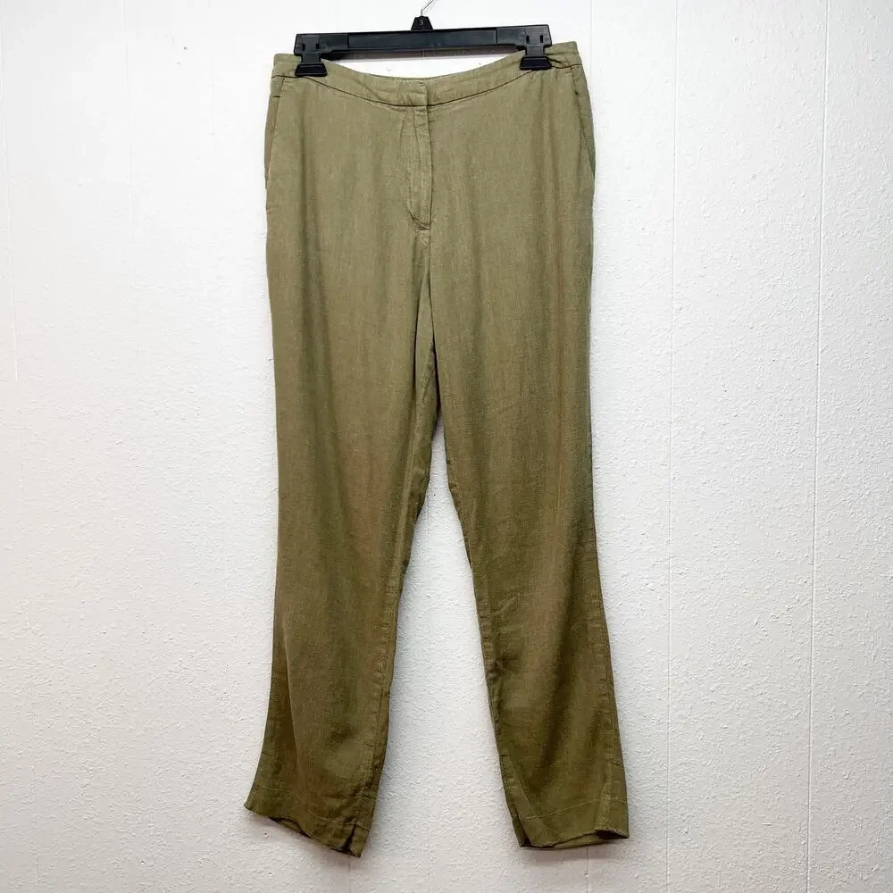 H&M Linen Blend Pants Womens 6 Beachy Coastal Vacation Workwear Office Career